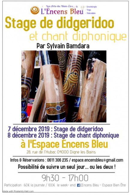 Stage de Didgeridoo et chant diphonique à Digne Les Bains